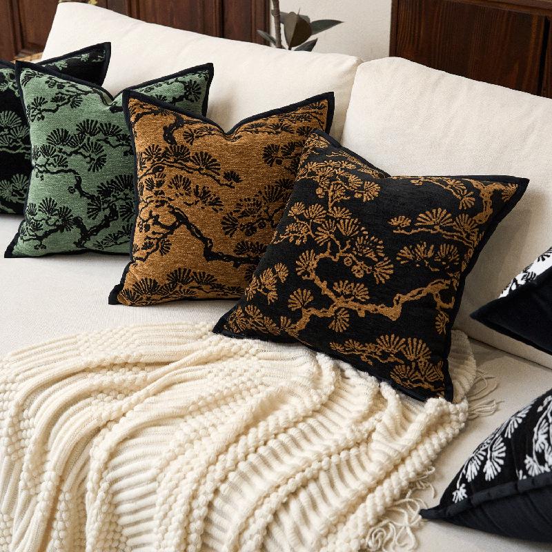 Chenille Green Plant Abstract Cushion Cover (Pillow Insert Not Included) - Luxury Sofa Decor & Gift Option.