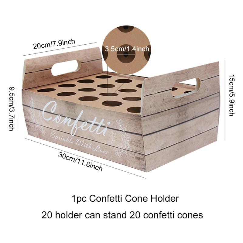 Wedding Kraft Paper Tray Confetti Cone Stand Box Tray For Wedding Decoration Flower Confetti Cones Rustic Wedding Paper Holder