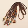 Women Handmade Horn Nepal Buddhist Mala Necklace Long Necklace Wood Beads Pendant