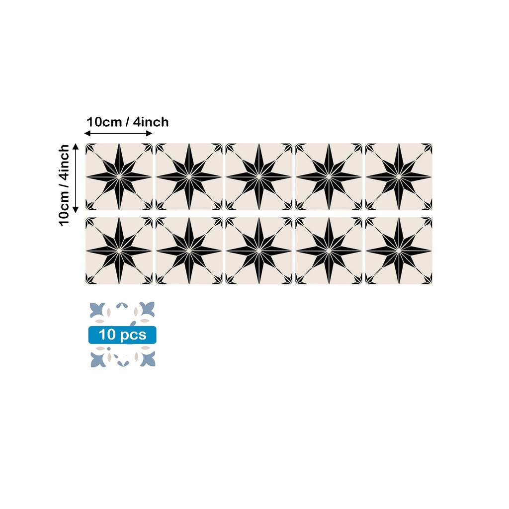 10pcs Bohemian Style Self-Adhesive Tile Wall Stickers,Waterproof Living Room Kitchen Bedroom Wall Decals, Vinyl Wall Stickers, Home Wall Decor