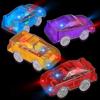 4er-Pack Ersatz-Schienenautos Leuchtende Spielzeug-Rennautos mit 5 blinkenden LEDs