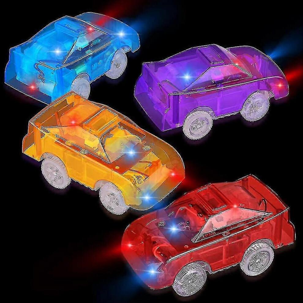 4er-Pack Ersatz-Schienenautos Leuchtende Spielzeug-Rennautos mit 5 blinkenden LEDs