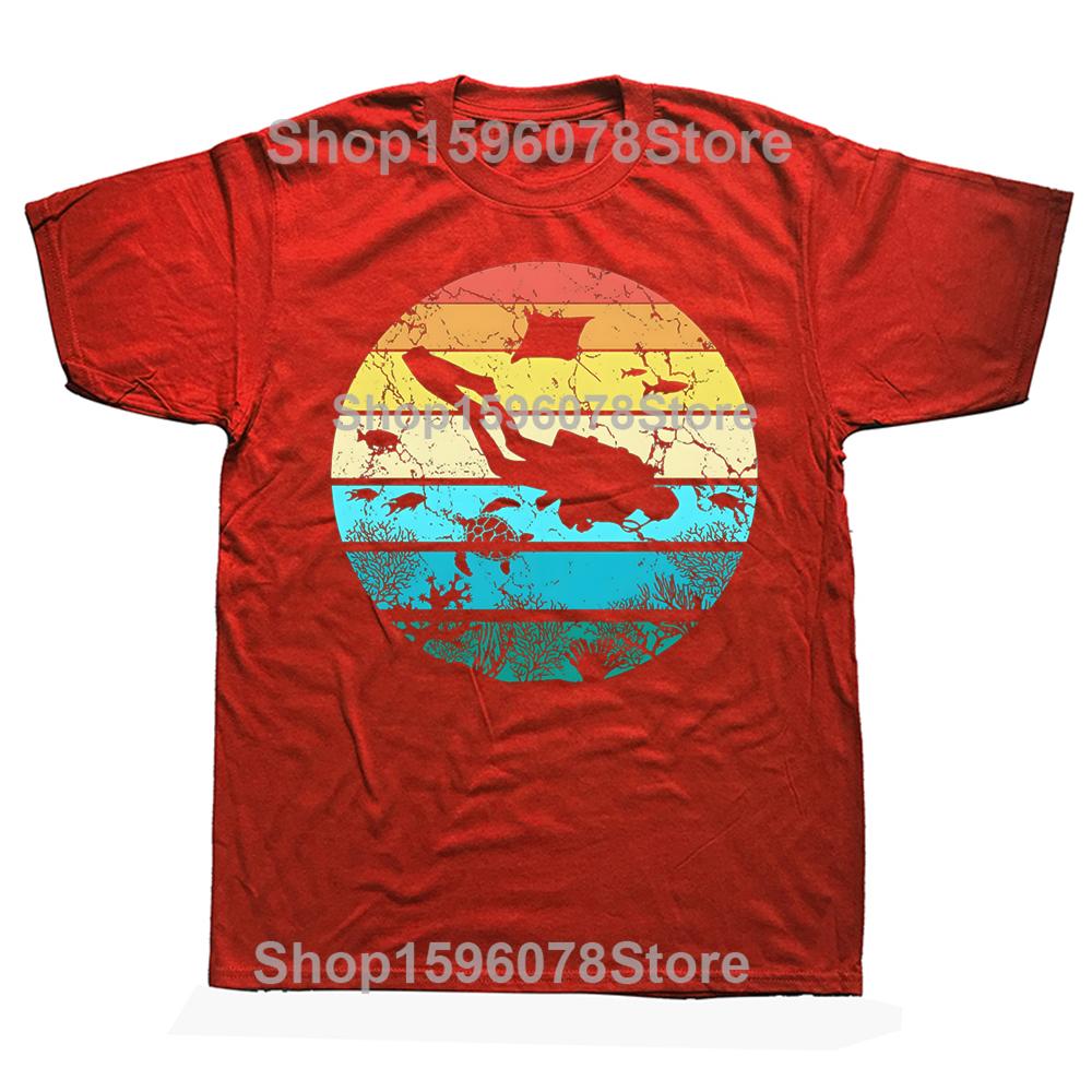 Vintage Retro Scuba Diving Graphic T Shirts Men Women Pure Cotton Humor Streetwear Tee Shirt Short Sleeve Unisex Loose Clothing