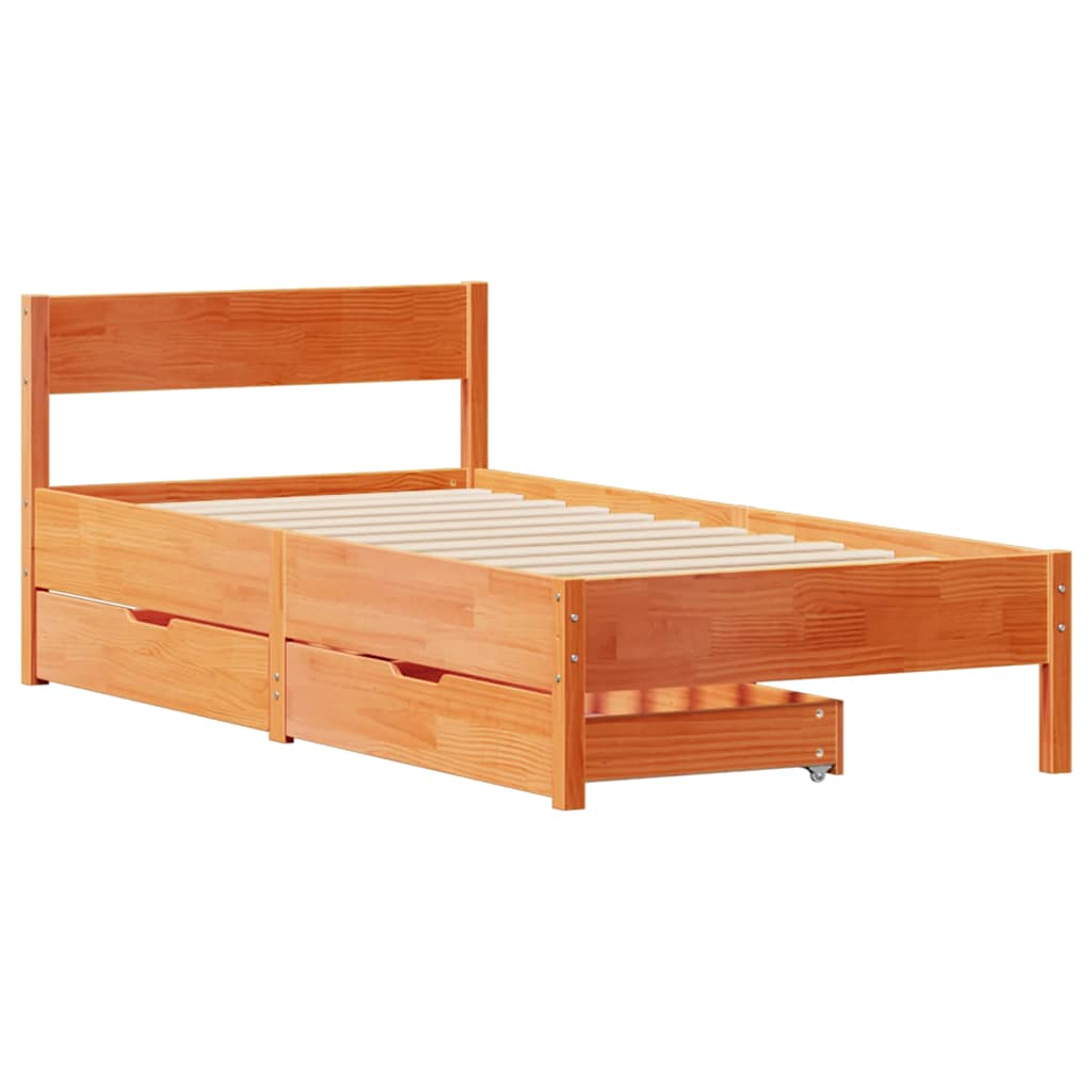Solid Wood Bed without Mattress Wax Brown 90x200 cm Pine Wood