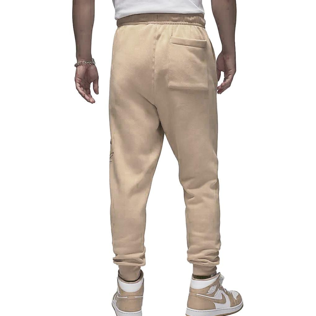 Jordan Essentials Logo Print Lace Up Casual Fleece Lined Elastic Cuff Knitted Sweatpants Men's Phellodendron FD7346-200