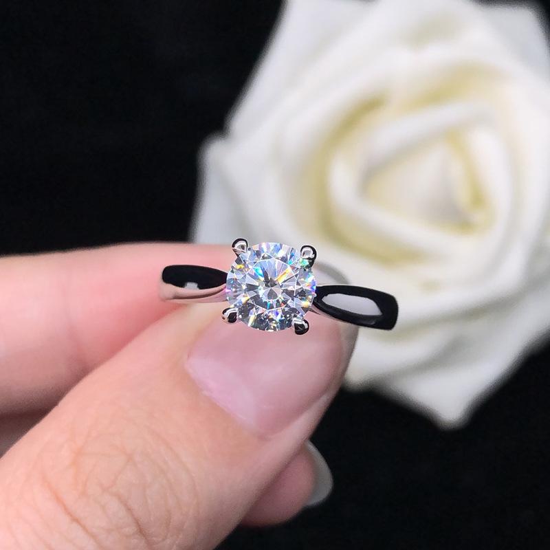 Women's 1 Carat Moissanite Ring, PT950 Platinum, Simple Four-Prong Setting, Brilliant Sparkle & Timeless Design