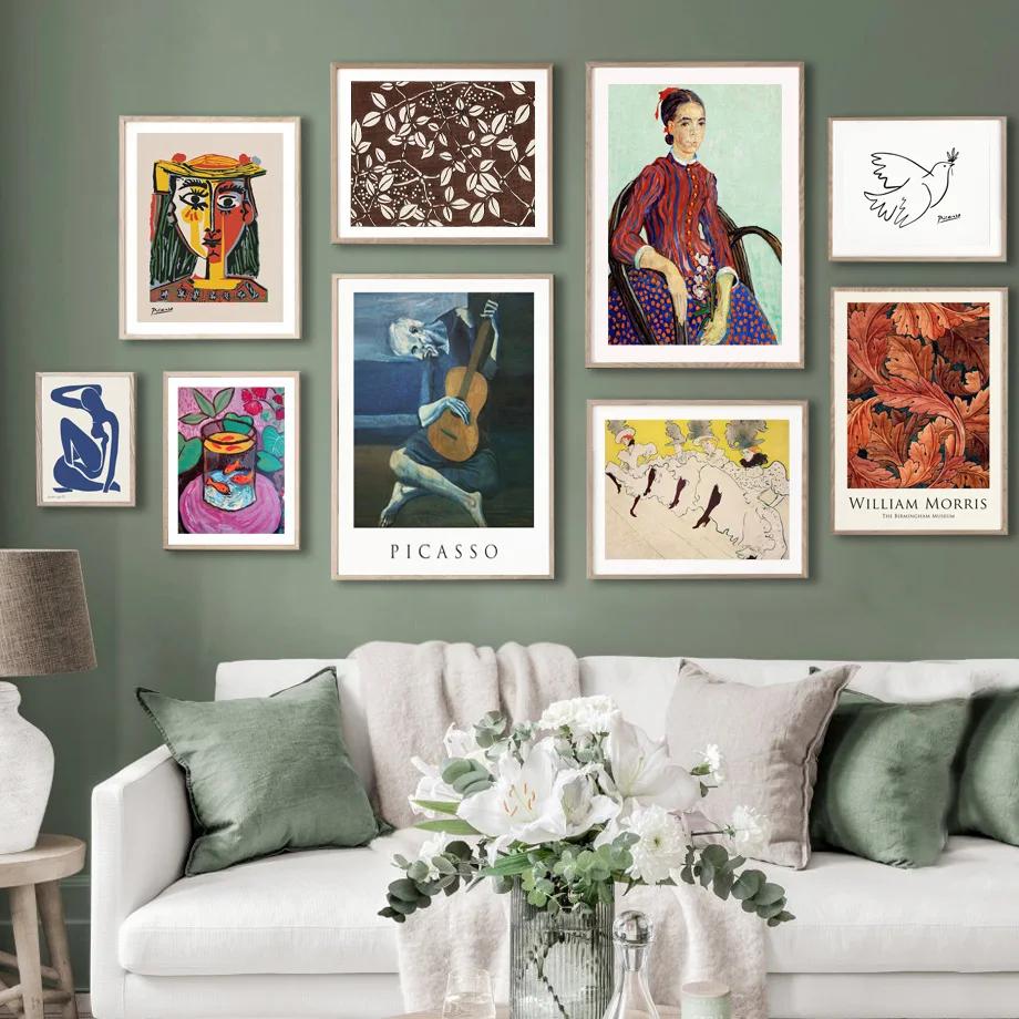 Retro Wall Art Painting, Canvas Posters and Prints, Fish, Picasso, Swan Woman Portrait, Buddha, Wall Pictures for Living Room De