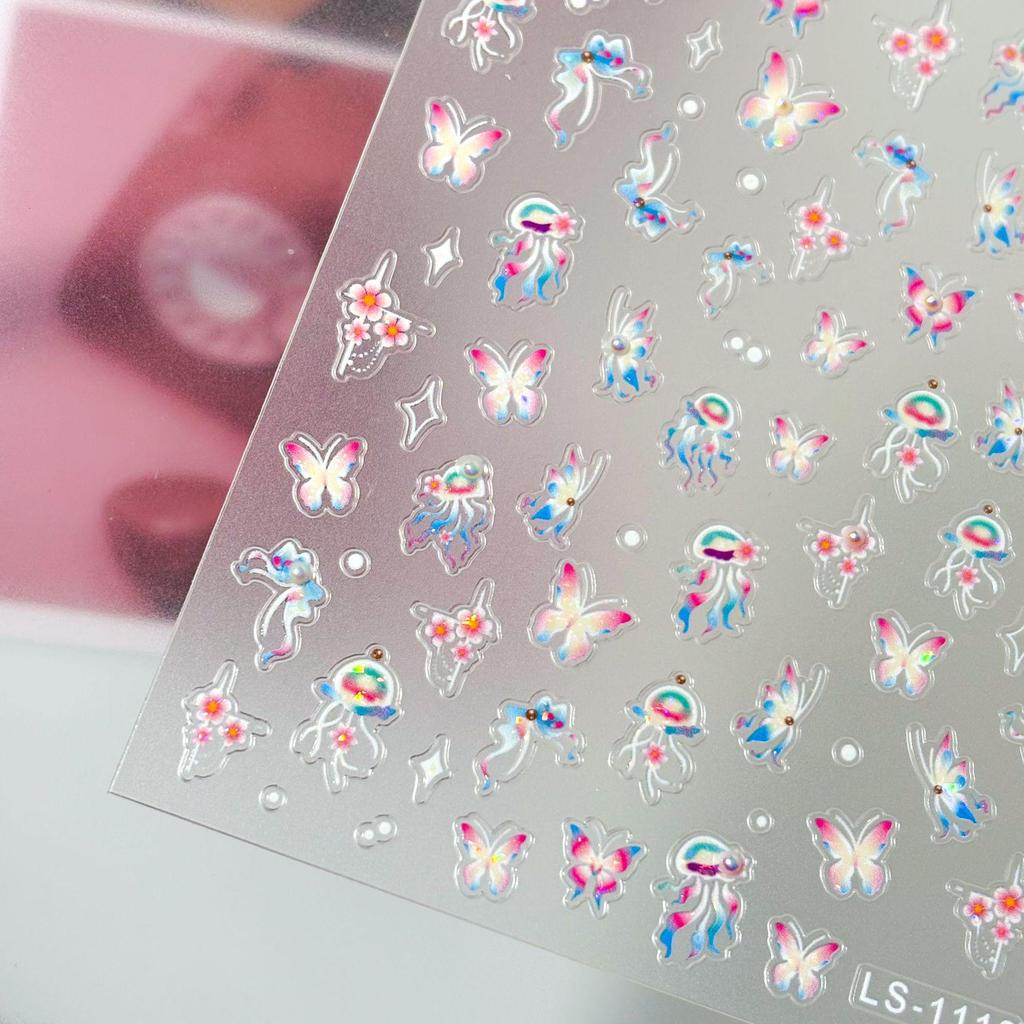 Crystal Diamond Butterfly & Rose Gradient DIY Nail Stickers