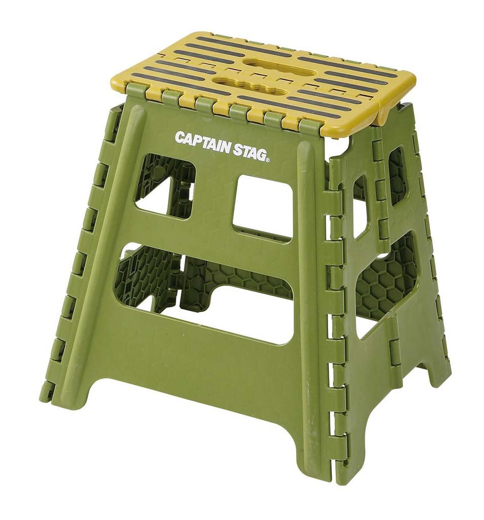 Captain Stag Folding Step (CAPTAIN STAG) Stool, Large, Green, UW-1506