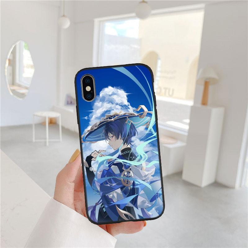 LO48 Genshin Impact Furina Aether Soft Shell Phone Case for iPhone 16 15 14 13 12 Pro Max Plus Mini