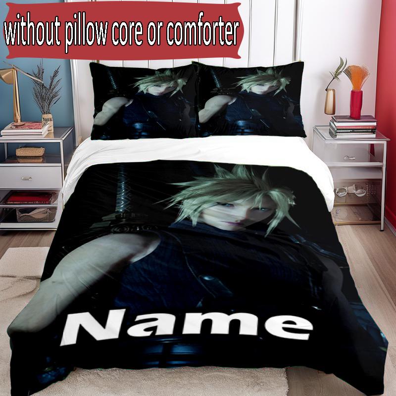 3pcs Duvet Cover Set (1*Duvet Cover + 2*Pillowcase, Without Core), Custom Name Final Fantasy Pattern Bedding Set, Home Bedroom Decor Gift