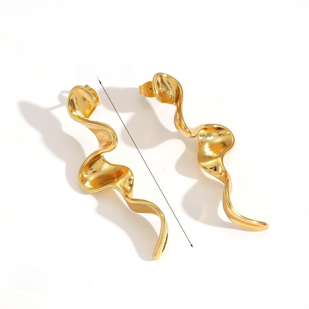 Geometric Titanium Steel Earrings For Women Unique Asymmetrical Studs Jewelry