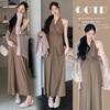 Maternity Dress Set: Spring/Summer 2026 Halter Neck Sun Protection & Slimming Design