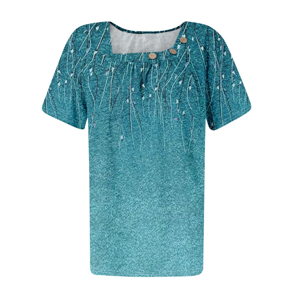 Summer Tops For Women Print For Women O-Collar Short Sleeve Comfy Womens Tops Tshirtss