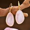 Bohemian Natural Stone Rose Quartz Amazonite Dangle Earrings Women's Trendy Exquisite Summer Holiday Handmade Zircon