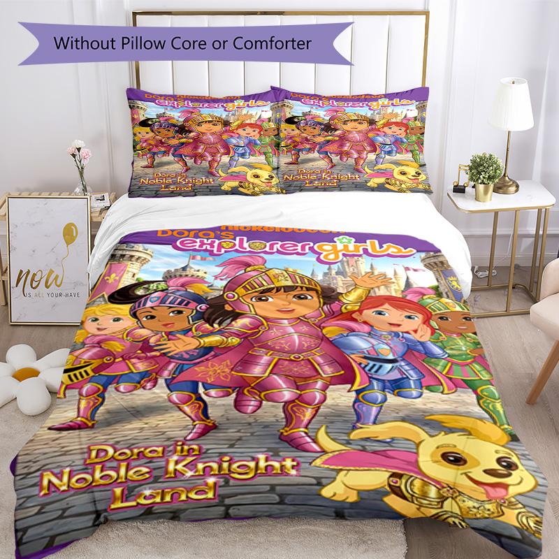 Set Biancheria da Letto Dora l'Esploratrice Copripiumino Traspirante con Federe Biancheria da Letto Decorativa per Camera da Letto Decorazione Casa Regalo di Compleanno