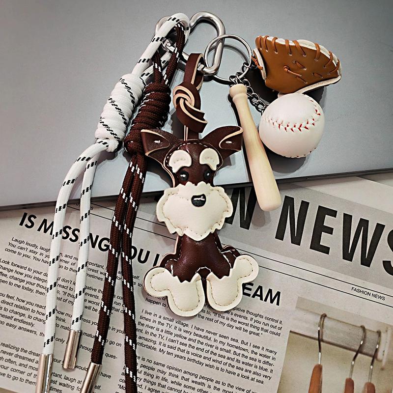 Yogodlns Cute Dog Hangbag Hanging Schnauzer Handmade Braided Rope Bag Pendant Gift Backpack Decorative Accessories