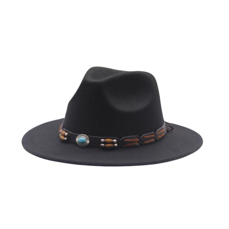 Hot-selling top hat, ethnic style cow head, western cowboy top hat, rolled brim, retro riding hat, woolen felt hat