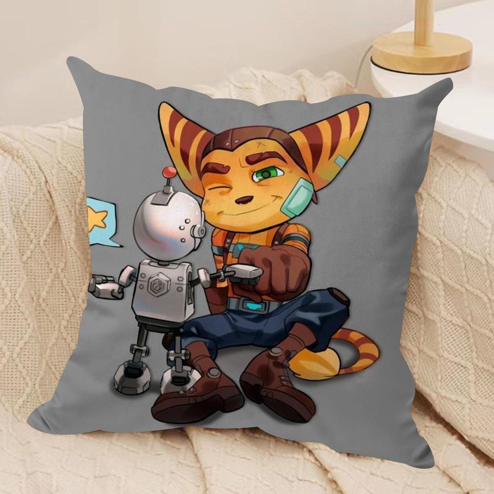 RRatchet N CClank Cushion Cover Silky Short Plush DoubleSided Printed Pillow Case for Sofa All Seasons Home Decor Gift