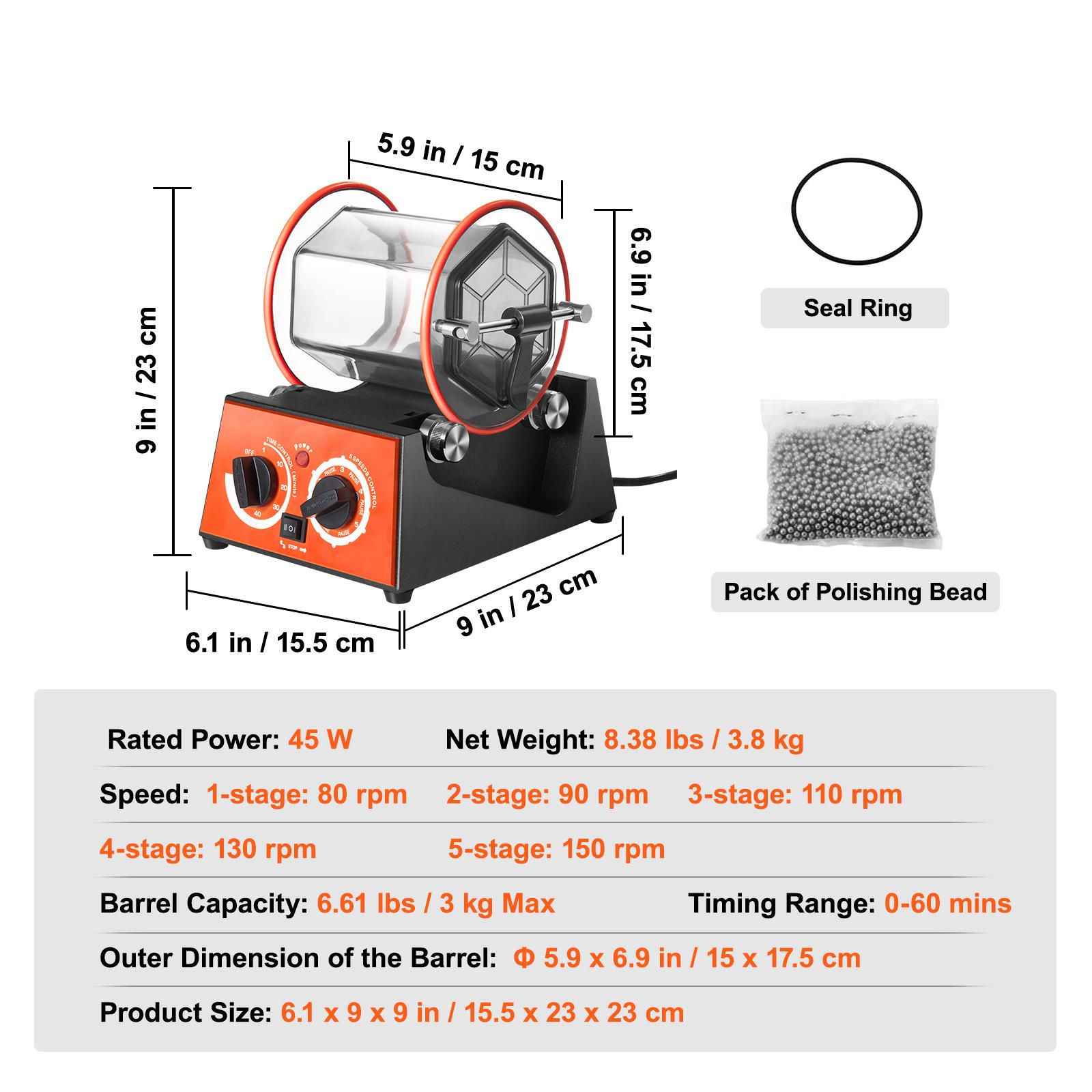 

SucceBuy 3kg 5kg Rotary Tumbler Surface Polisher Jewelry Drum Polishing Machine Gem DIY Mini-Tumbler Finishing Tools