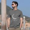 Summer New Solid Color Casual Short Sleeve Men T-Shirt Moon Letter Print T-shirt Hip Hop High Street Korean Style Oversized Tee