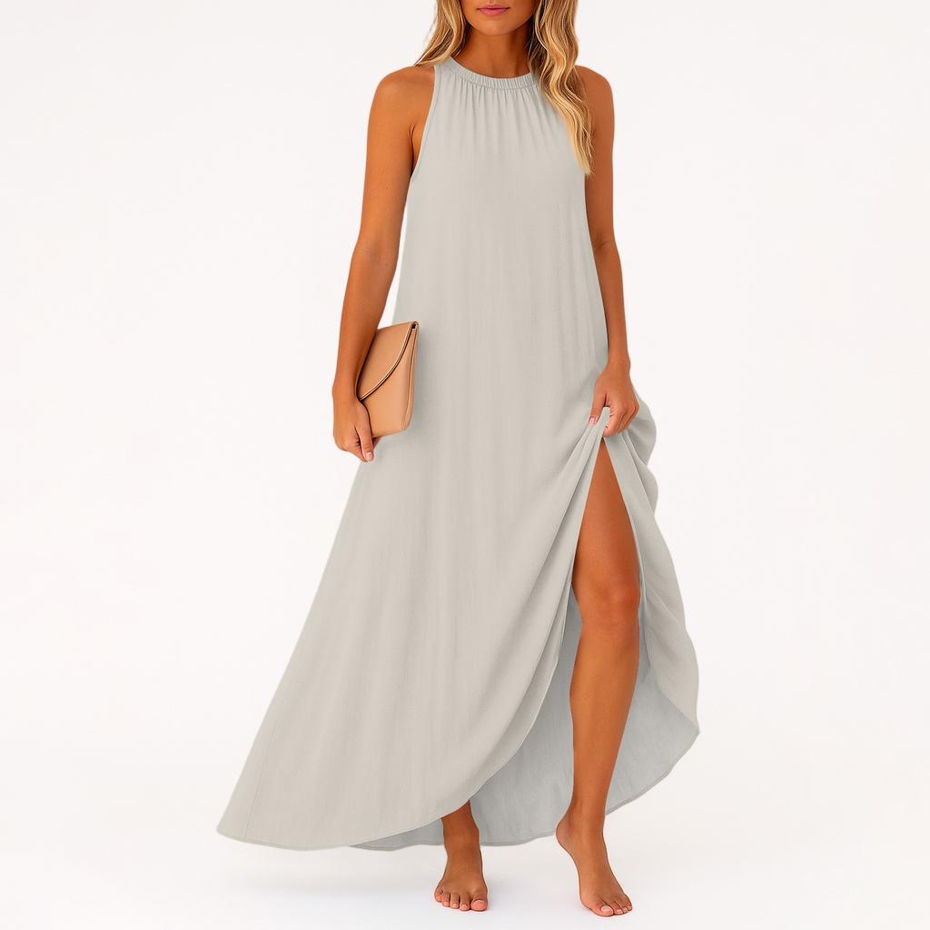 Women's Casual And Fashionable Round-neck  Sleeveless  Mid Length Dress