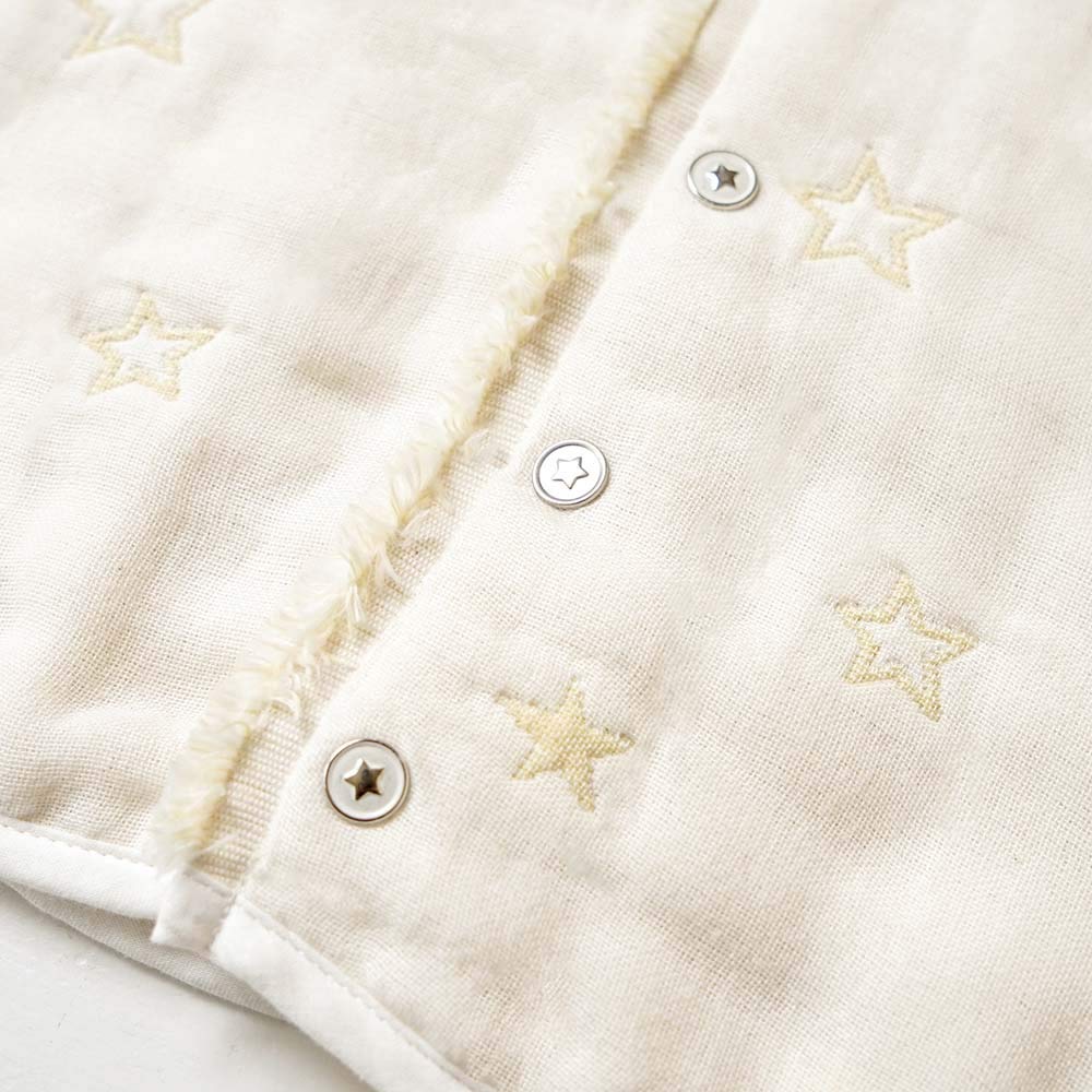 10mois Fluffy Gauze Baby Sleeper with 58cm For Newborns To 3 Years Old (Dimois) (6-Layer Gauze) 2-Way Sleeves, 100% Cotton, Ecru, Length,