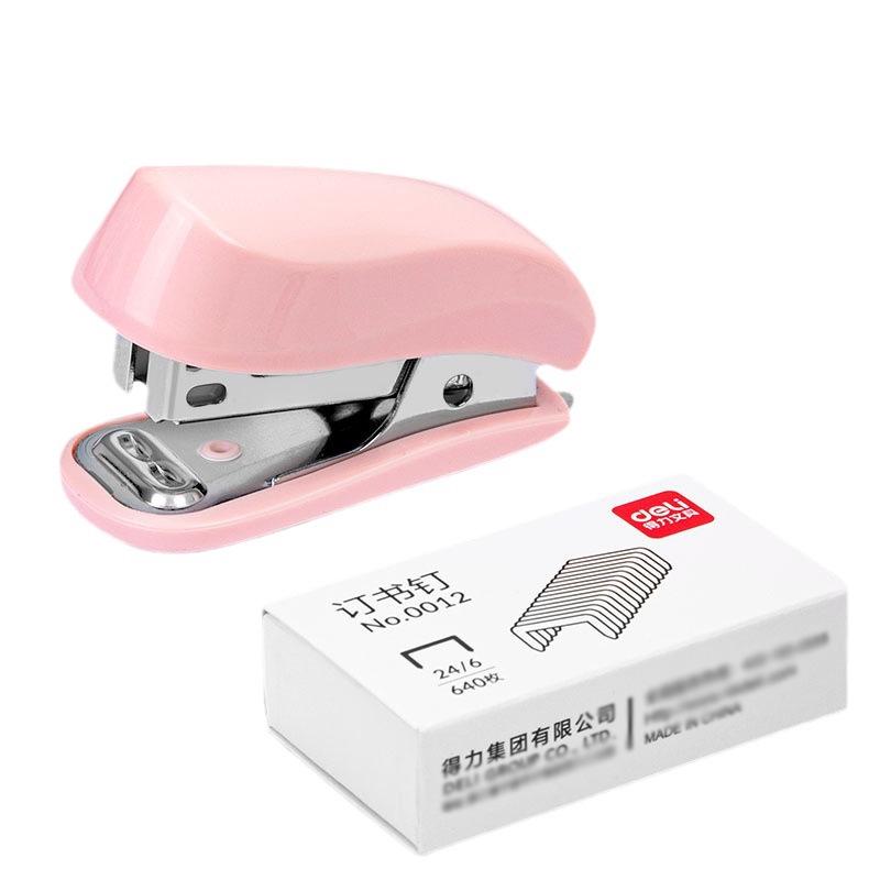 Compact Deli Mini Stapler 0255: Portable Desktop Stapler for Students and Office Use