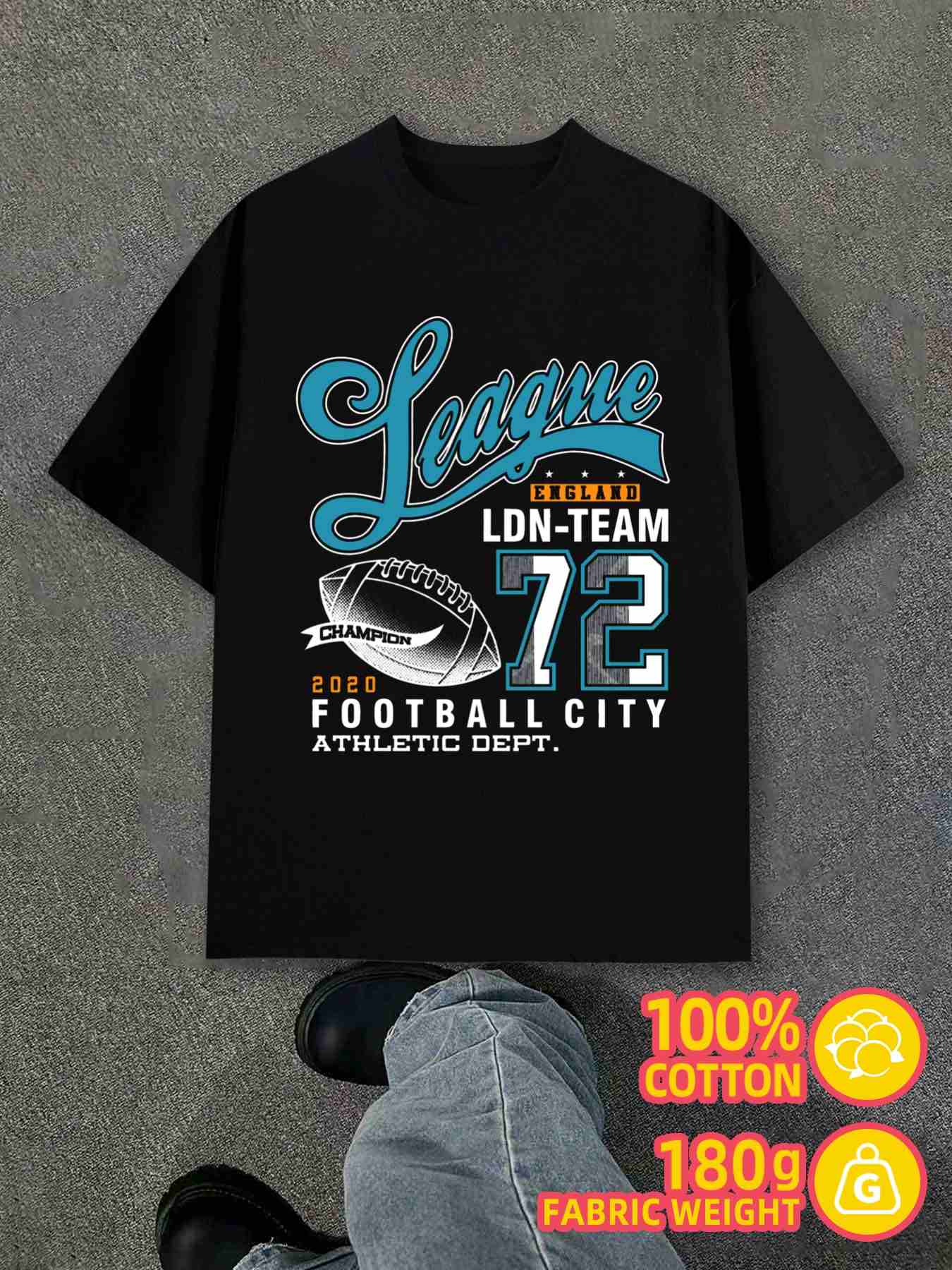 Men s T-Shirt Y2K League Football Shirts 100 Black S