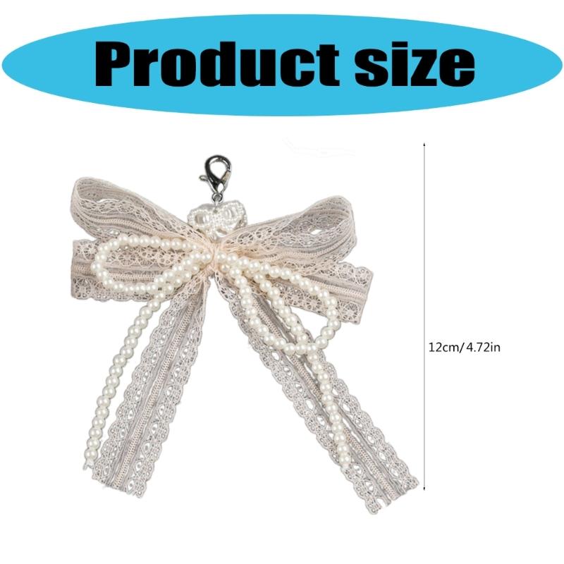ABS Pearls and Lace Bowknot Detachable Shoe Ornament Women Shoelaces Charm Sophisticated Detachable Footwear Ornament