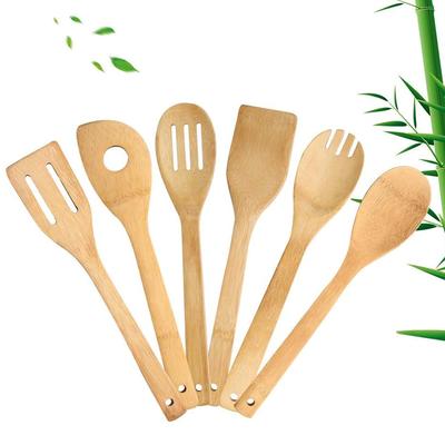 6 Stück Bambuslöffel Spatel Küchenutensil Holz Kochwerkzeug Rührset