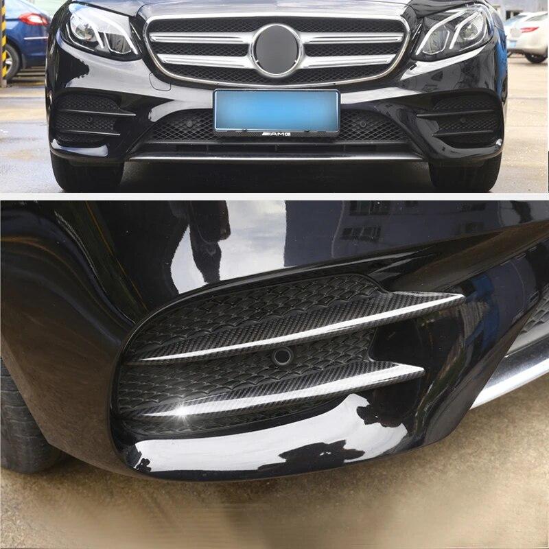 4Pcs Car-styling Carbon Texture Front Fog Light Grille Cover Trims For Mercedes Benz E-Class W213 S213 C238 A238 2018