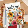 1pc, Welcome Thanksgiving Garden Flag, Beautiful Autumn Flowers and Wildflowers Decorative Garden Flag, Courtyard Decorative Flag, Outdoor Decoration,