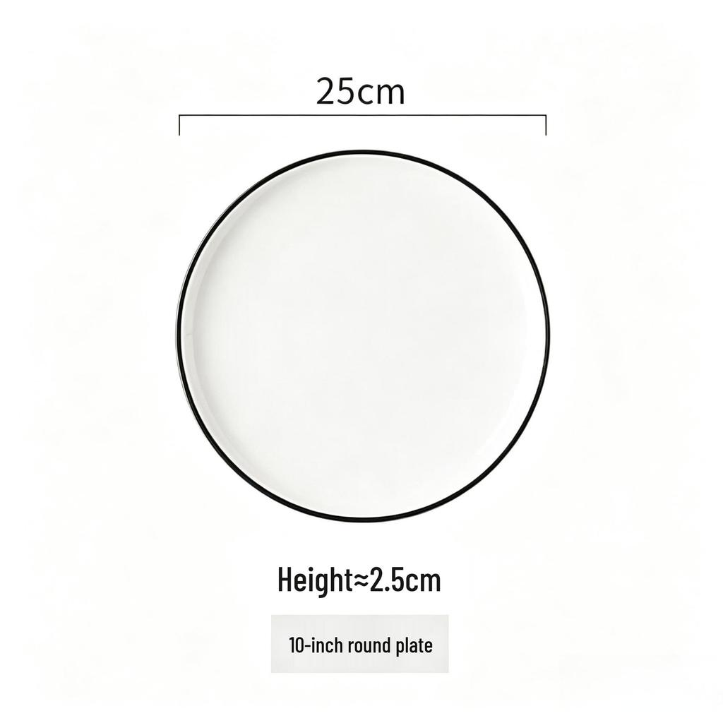 Nordic Western Style Ceramic Plates - Pure White Series for Household or Hotel Use