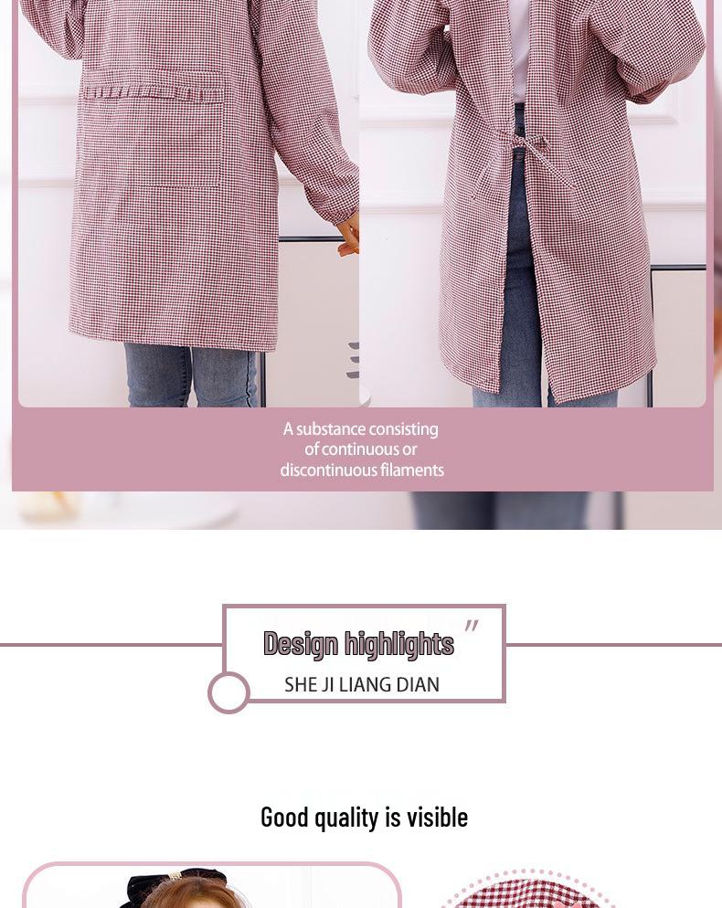Women's Pure Cotton Apron with Sleeves - Anti-Stain, Dirt-Resistant Kitchen and Workwear for Home and Office