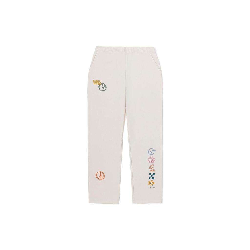 Vans Solid Pattern Printed Elastic Waist Straight Leg Pants Women Bottoms Off-White VN0A7RN97VJ-161325