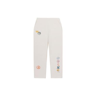 Solid Pattern Printed Elastic Waist Straight Leg Pants Women Bottoms Off-White VN0A7RN97VJ-161325