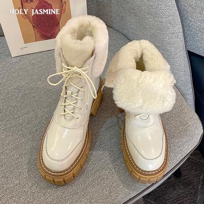 Cow Leather Snow Boots Women Genuine Leather Comfortable Wool 2024 New Winter Boots Winter Keep Warm Ankle Boots Platform Boots