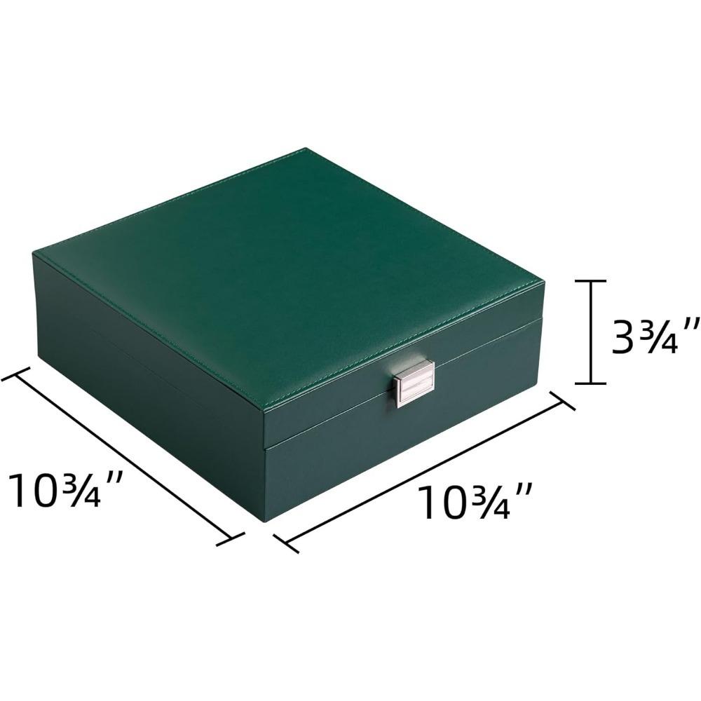

Органайзер для серег Классическая шкатулка для драгоценностей 50 слотов Двухслойный кейс для хранения украшений с 6 крючками для ожерелий и карманом для браслетов
