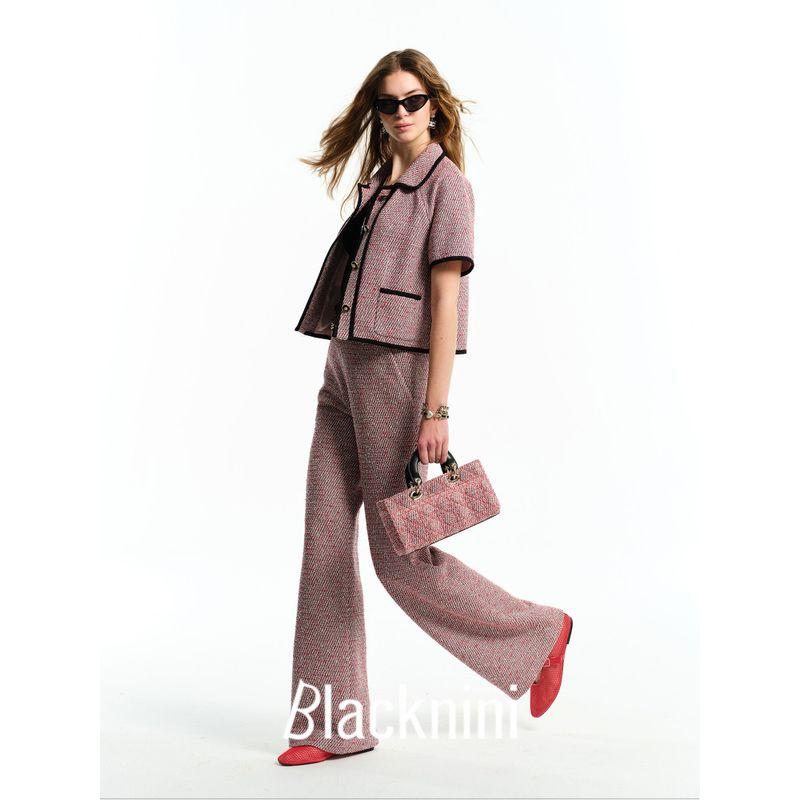 Blacknini "Berry Sets" Italian Gradient Yarn Tweed Classic Style Coat Dress/Vest Pants