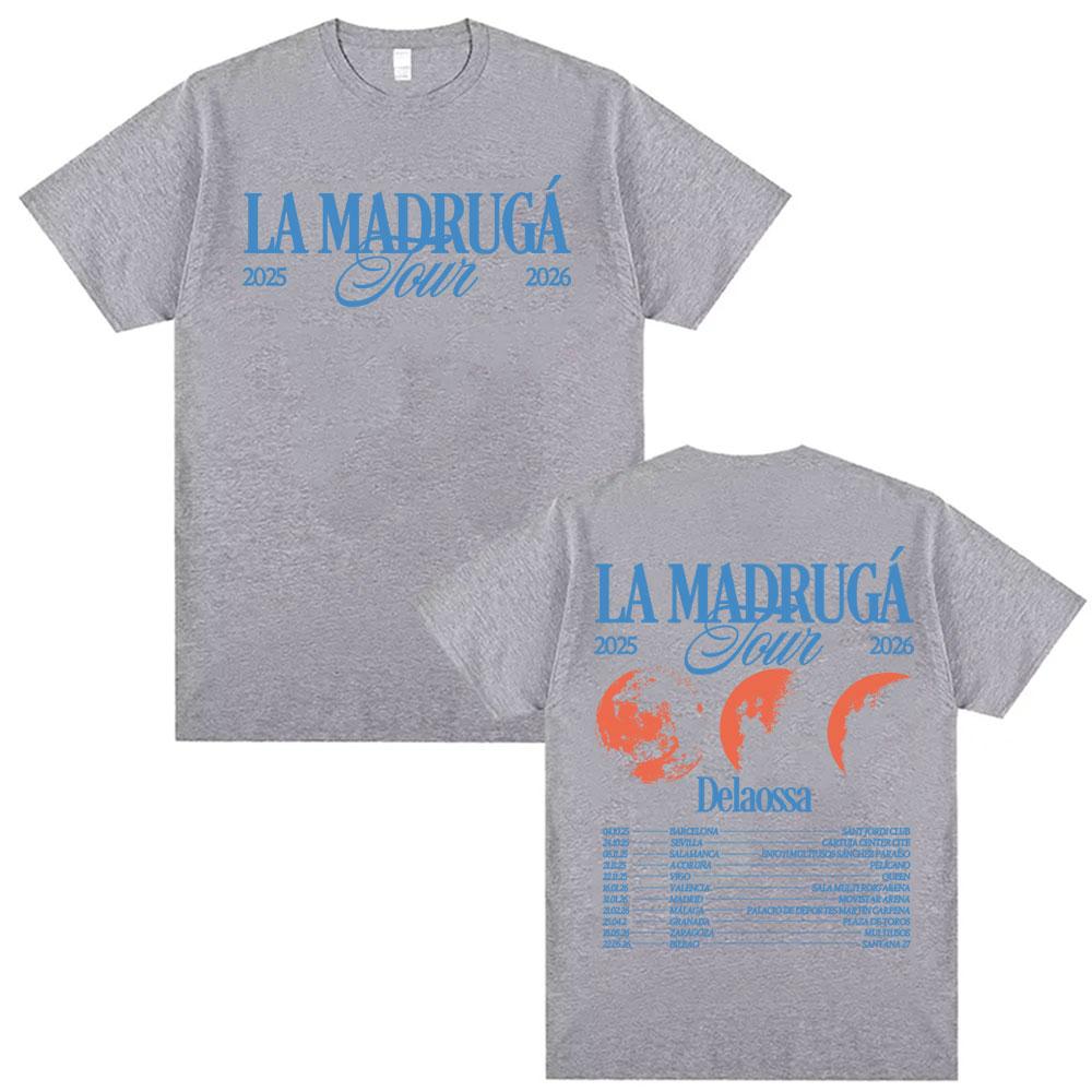 Rap Singer Delaossa La Madruga Tour 2026 Summer New Men Clothing Hiphop Street Y2K Tshirt Casual Cotton Short Sleeved Tshirt