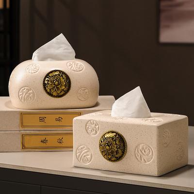Keramische Taschentücherbox, leichter Luxus, High-End Wohnzimmer, Haushalts-Kaffeetisch, Esstischpapier, Schubladen-Papierbox, High-End se