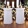 1Pcs Round Spandex Cocktail Tablecloths with Skirt Table Cover  Stretch Tablecloth Skirt For Table Bar Wedding Party Banquet