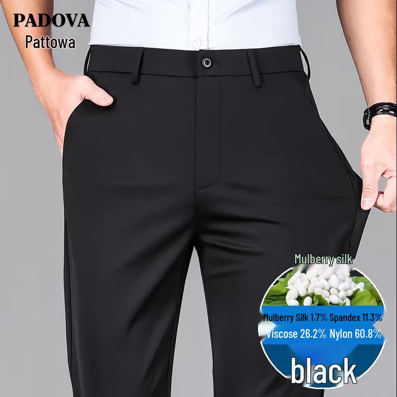 Patova Men s Mulberry Silk Blend Stretch Casual Trousers 31