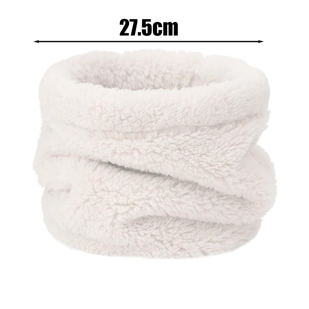 New Women s Winter Thickened Lamb Wool Neck Plush Scarf, Winter Outdoor Coral Fleece Warm Neck Warmer Solid Color Scarf белый