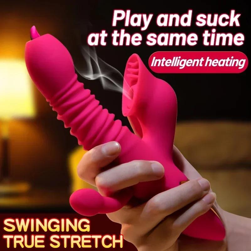 3 In 1 Vibrators Clitoris Sucking Stimulator for Women Vagina G Spot Insert Telescoping Dildo Massager Female Adults Sex Toy