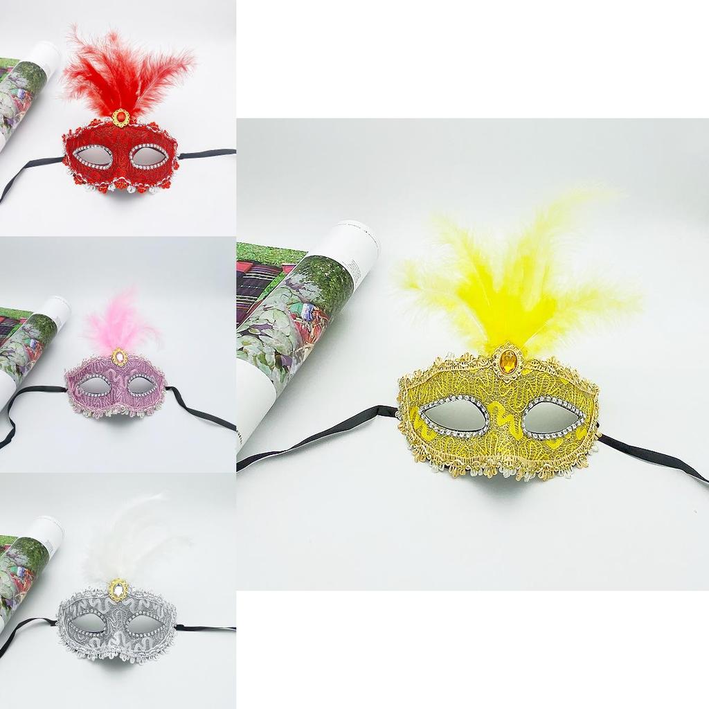 Cute Princess Face Mask With Feather Detailing For Holiday Parties And Makeup Looks