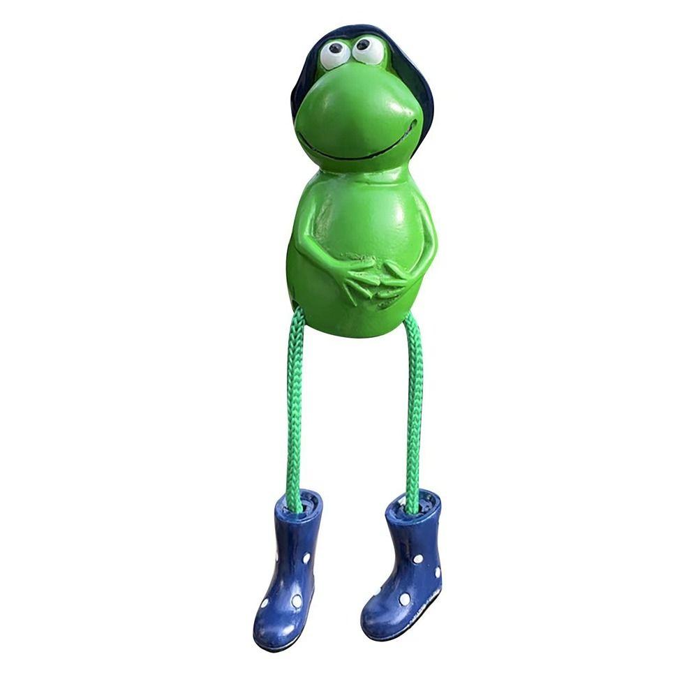 

Коллекционная фигурка лягушки из смолы, сидящая с болтающейся ногой, садовая сидящая лягушка, настольный декор, милая домашняя декоративная статуя и скульптура синий
