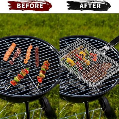 Velkokapacitní nerezový nepřilnavý grilovací koš s rukojetí Vhodné pro grilování kuřete a jiného masa Kuchyňské příslušenství Grilování