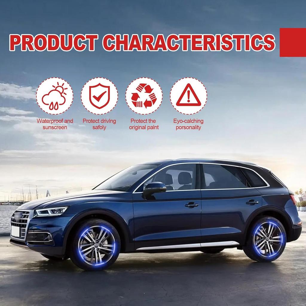 20 PCS Anti Scratch Reflective Stickers, Car Wheel Decorative Stripe Stickers, Car Motorcycle Night Safety Warning Decorative Stickers Suitable for
